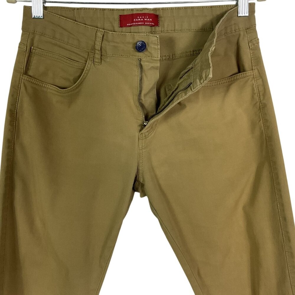 Zara Man Khaki Pants, size 31" waist, pockets, zipper/button closure, Tan - Picture 8 of 13